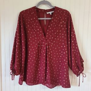 Collective Concepts Woodford Tie Sleeve Blouse, Burgundy, Large